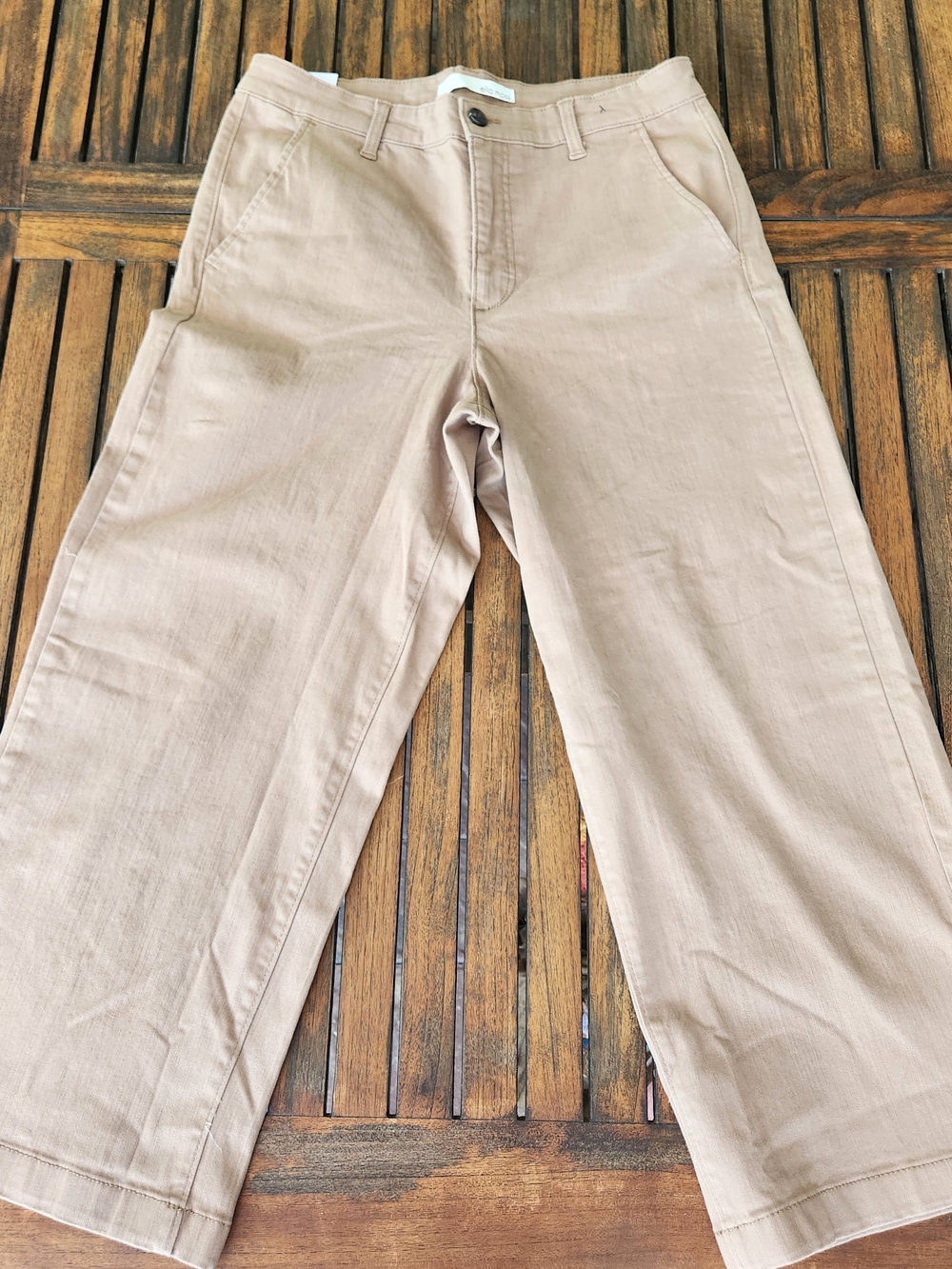 NWT Women's Ella Moss Cropped Wide Leg Casual Pants Brown Tan Size 10 Flat Front